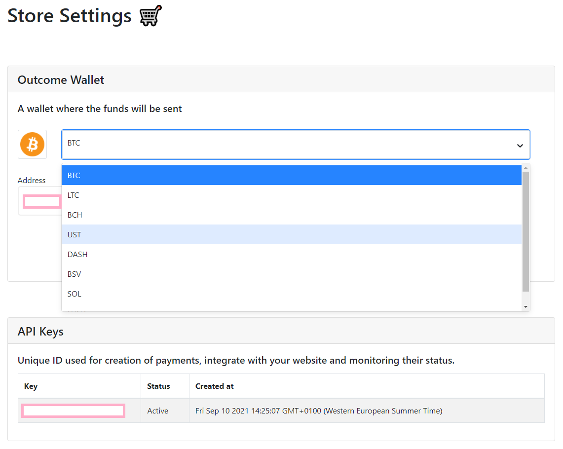 Image showing how to add a crypto wallet in Tomapay crypto payment processor